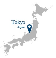 Japan map pointing toward Tokyo