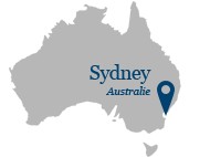 Australian map pointing Sydney