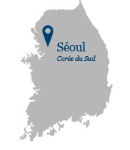 South Korea map pointing toward Seoul